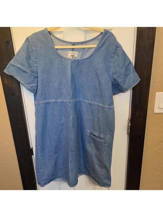 Dresses & Skirts - Vintage Studio 25 Women's Denim Short Sleeve Dress with Pockets-Large